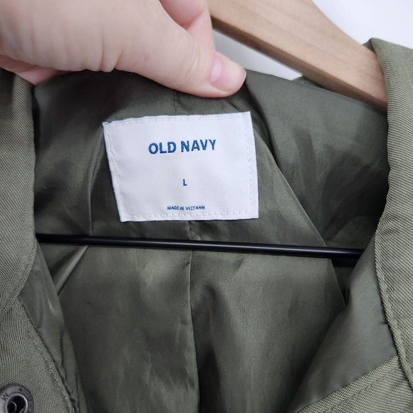 Old Navy Womens Soft Utility Jacket Size L Arugula Green Snap Front Lightweight - Picture 5 of 8